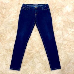 Dark blue, super soft denim jeggings.